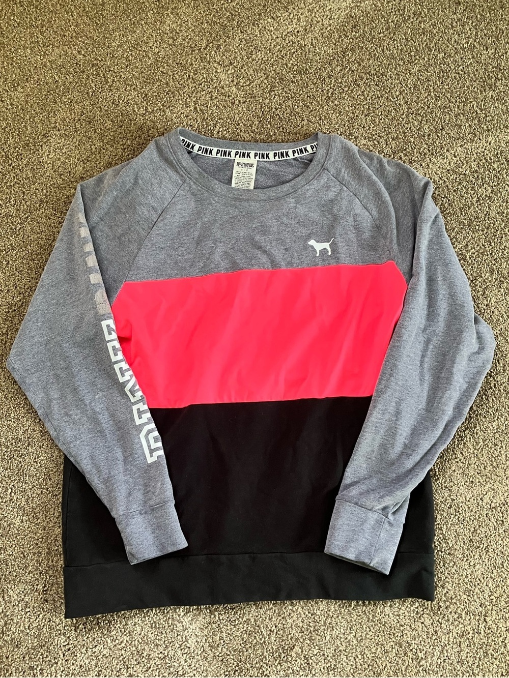 Victoria's Secret PINK Womens Colorblock Pullover - Pink, Gray, Black